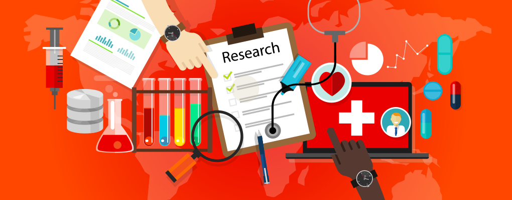 Graphic illustration depicting clinical research.