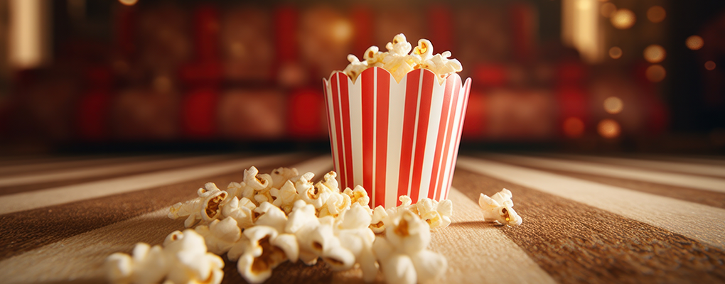 Bucket of popcorn on a stage